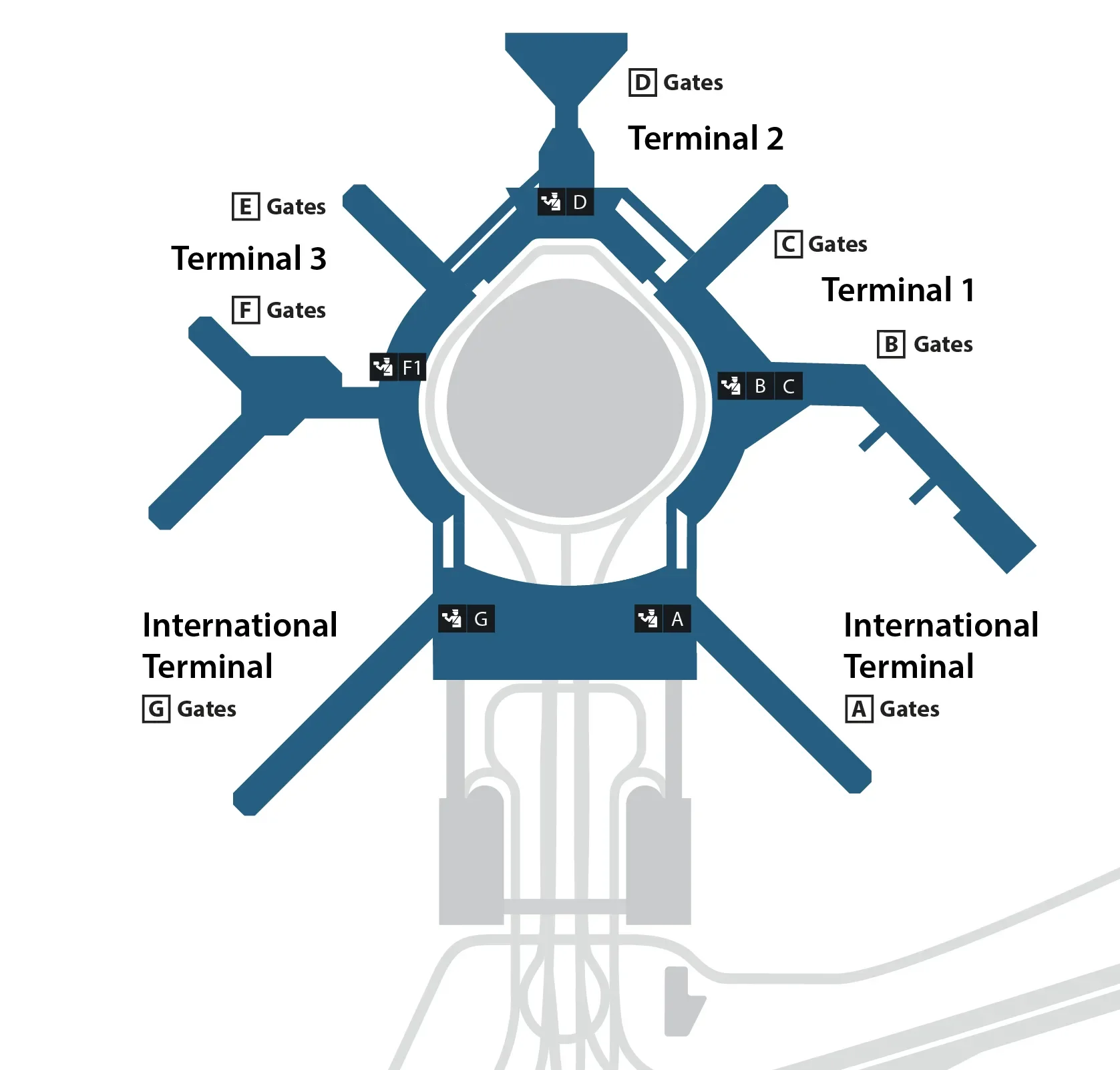 map of security checkpoint locations at SFO